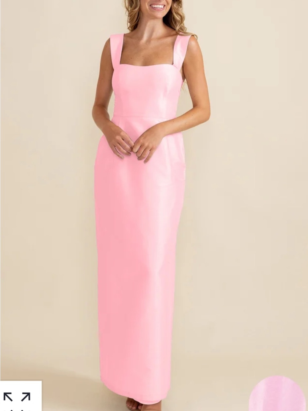 Satin Square-Neck Pink Column Gown